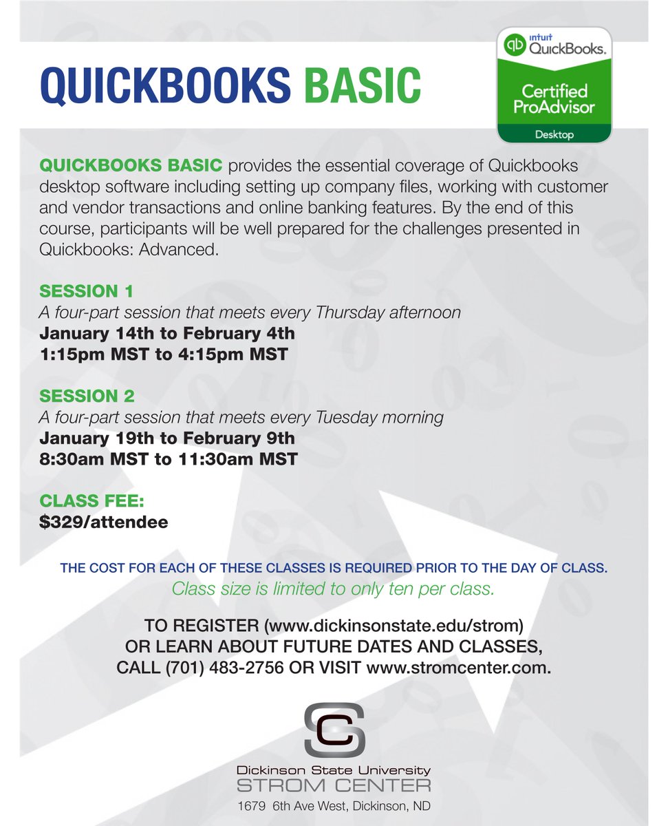 stromcenter's tweet photo. QuickBooks Basics classes coming up! Reserve your spot! for more info contact Cory McCaskey. https://t.co/wYPC37Z21H