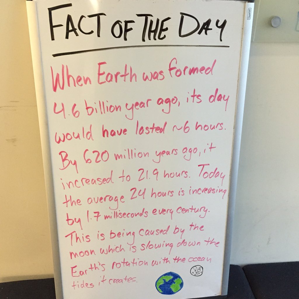 MaRSDD's tweet photo. The average 24 hours in a day are increasing by 1.7 milliseconds every century #401Fact #time https://t.co/89o2dZBRkN