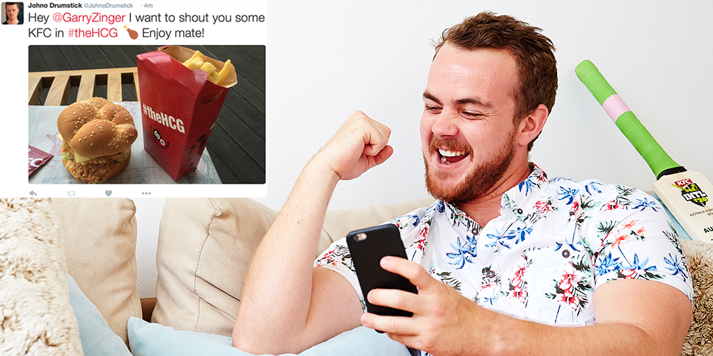 KFCAustralia's tweet photo. Shouted a mate #KFC in #theHCG yet? Your mate could win one of 20,000 buckets! Here's how➡️ https://t.co/Q8Xd1Hi6mB https://t.co/MqniFTLGCK