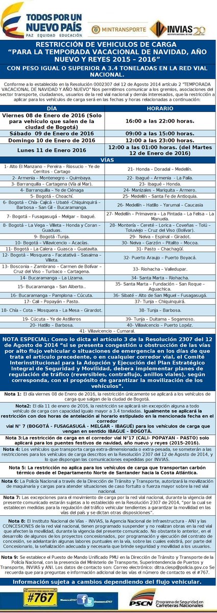 Invias 767 Na Twitterze A Continuacion Relacionamos Restriccion De Carga De Corpus Christi Y Sagrado Corazon De Jesus