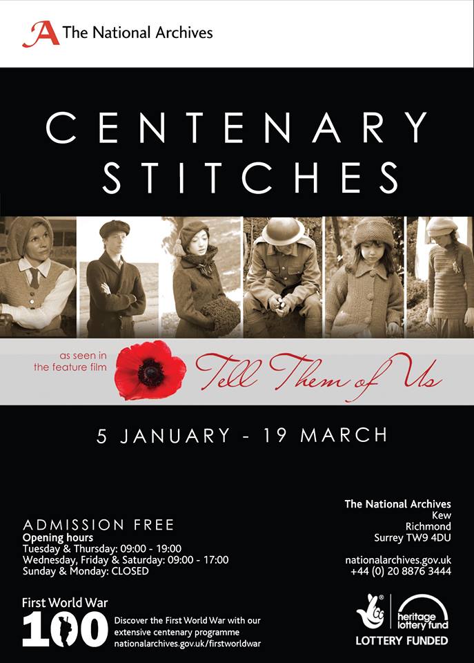 Visit  @UkNatArchives at Kew to see the exhibition of knitted/crocheted items made for @ww1Film Tell them of Us