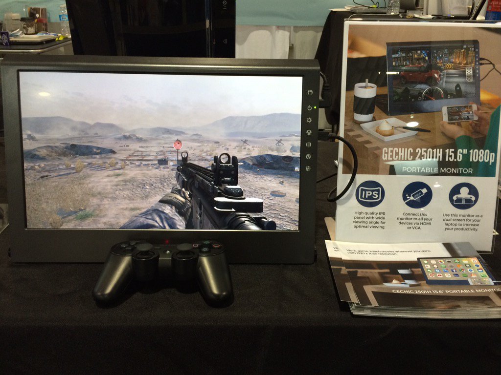 New #gechic 2501H gaming monitor for your #playstation at #CES2016. Now you can game on the go anytime, anywhere.