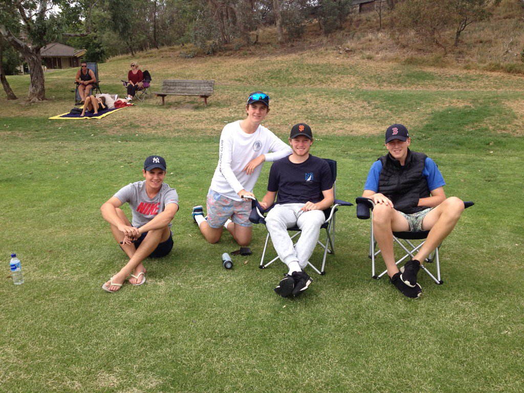 BoyceTim's tweet photo. @SdcclOfficial '11 Mitchell boys Tom Sudano Will Sutherland &amp; James Boyce with Blake Parsons watching '16 alumni https://t.co/m0h5cdlNCb
