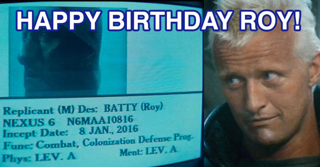 Adszio's tweet photo. Happy Birthday...err...Happy Inception Day, Roy! Not all tears are lost in the rain... https://t.co/64ouad40iH