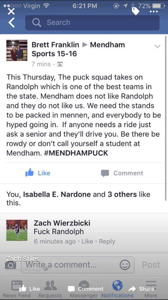 Randolph_Fans's tweet photo. Talk Shit Get Hit #dolphpuck #scote #mendhamcanchirpbuttheycanthang https://t.co/uZVHglqTFc