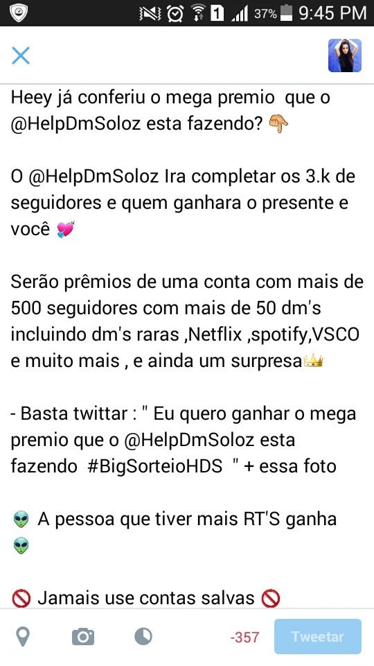 thesalvatorez's tweet photo. "Eu quero ganhar o mega premio que o @HelpDmSoloz está fazendo #BigSorteioHDS " https://t.co/HZpa3fiNpp