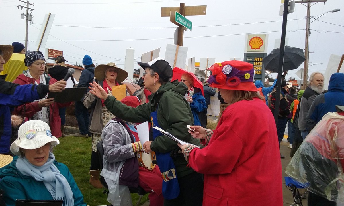 Over 100 people rally against the fracked has exports by a foreign corporations in Cois Bay/North Bend.