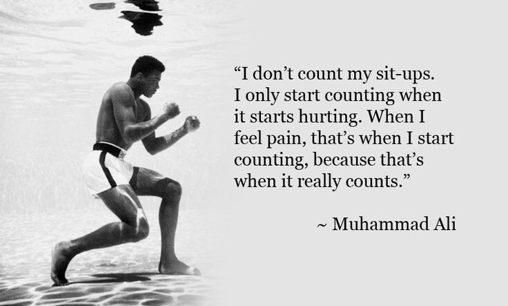 One if my favorite quotes. "Don't count until it hurts...that's when it really counts" #Grind