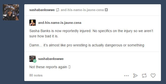 Revelados detalhes sobre a lesão de Sasha Banks