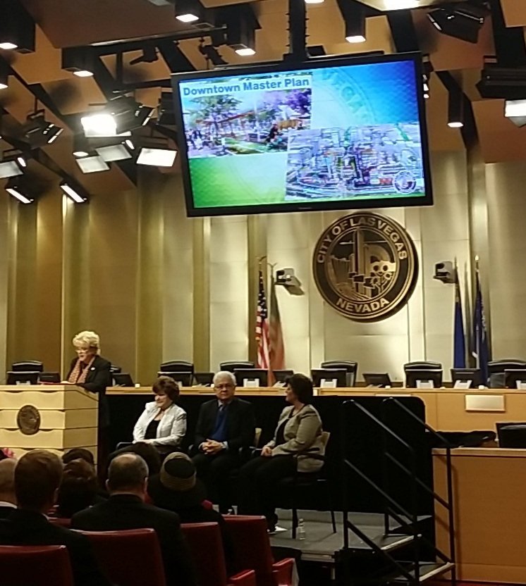 <a href="/mayoroflasvegas/">Shelley Berkley</a> giving #stateofvegas address and highlights Las Vegas Downtown Master Plan, well done team