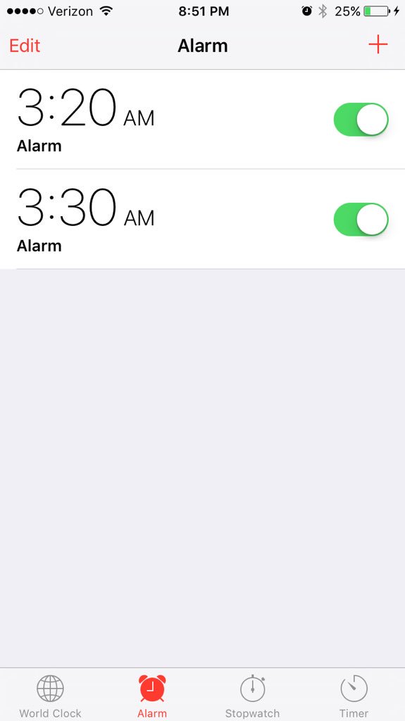 gmelhus's tweet image. Can&apos;t ever remember setting two alarms.  5am flight.  #Nodeicer