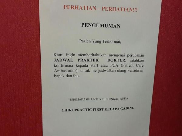 detikcom's tweet photo. Telah Disegel Polisi, Chiropractic First Beritahu Pasien 'Jadwal Berubah' https://t.co/V4mVNNroHA via @detikHealth https://t.co/z2IByRVU9m