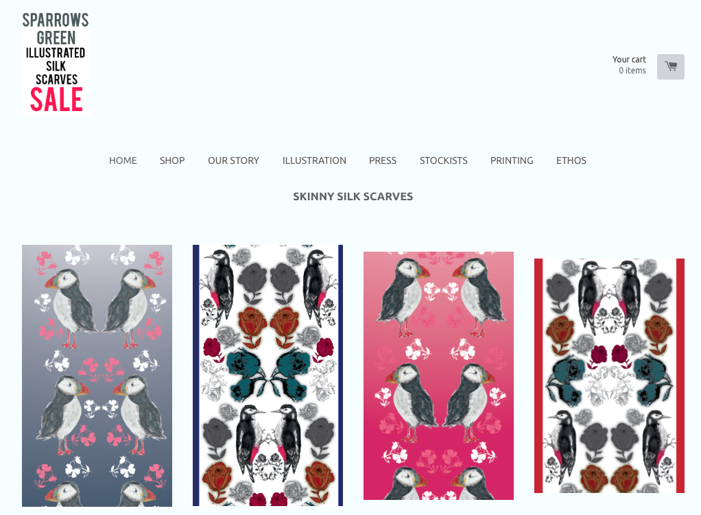 SALE!!......Don't miss out on our limited edition, illustrated silk bird scarves. sparrowsgreenstudio.com 
#puffins
