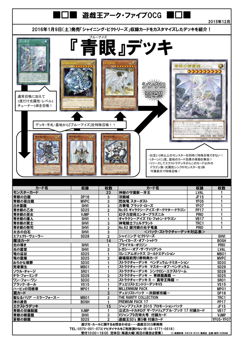 公式 遊戯王ocg Twitter પર 青眼 ブルーアイズ デッキレシピ 本日まで開催されている 青眼デッキ体験会 で配布されているデッキレシピ を紹介 明日発売 シャイニング ビクトリーズ 収録 青眼 関連カードを集めてデッキを作ってみよう T Co