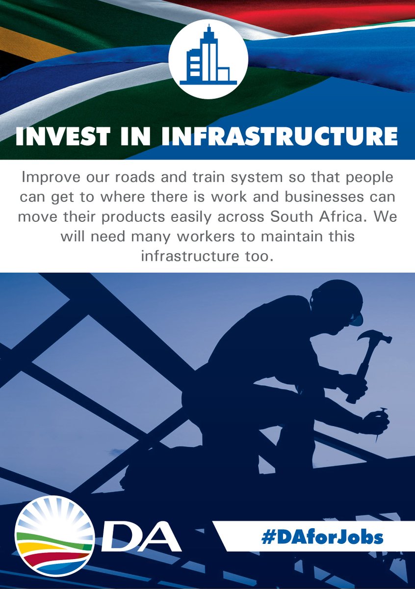 Our_DA's tweet photo. Step 1 - Infrastructure!

We need dependable &amp; affordable elec, better roads &amp; internet connectivity #DAforJobs https://t.co/H8HrbVs5PB