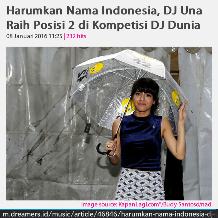 INDONESIAinLOVE's tweet photo. Bangga! Indonesia Posisi 2 Dunia, DJ Una wanita Terbaik https://t.co/scHOl6aNBk