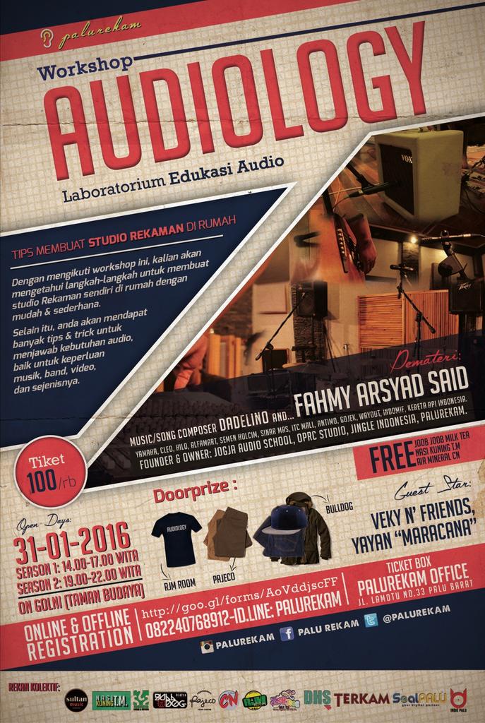 AUDIOLOGY "Workshop Membuat Studio Rekaman di Rumah" // 31 Jan 2016 @ Ged. Golni // Pendaftaran &amp; Info: <a href="/PaluRekam/">krystall</a>