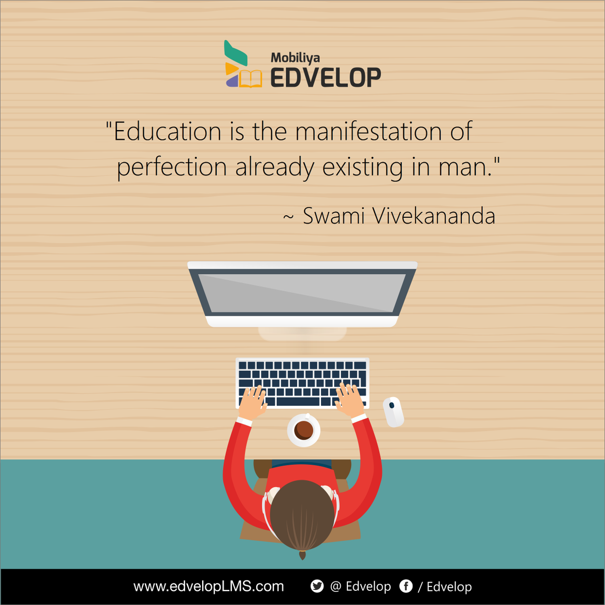 Edvelop's tweet photo. “Education is the manifestation of perfection already existing in man.” 
- Swami Vivekananda
#LearnSomeMore #Edvelop https://t.co/JDhEOLt1AX