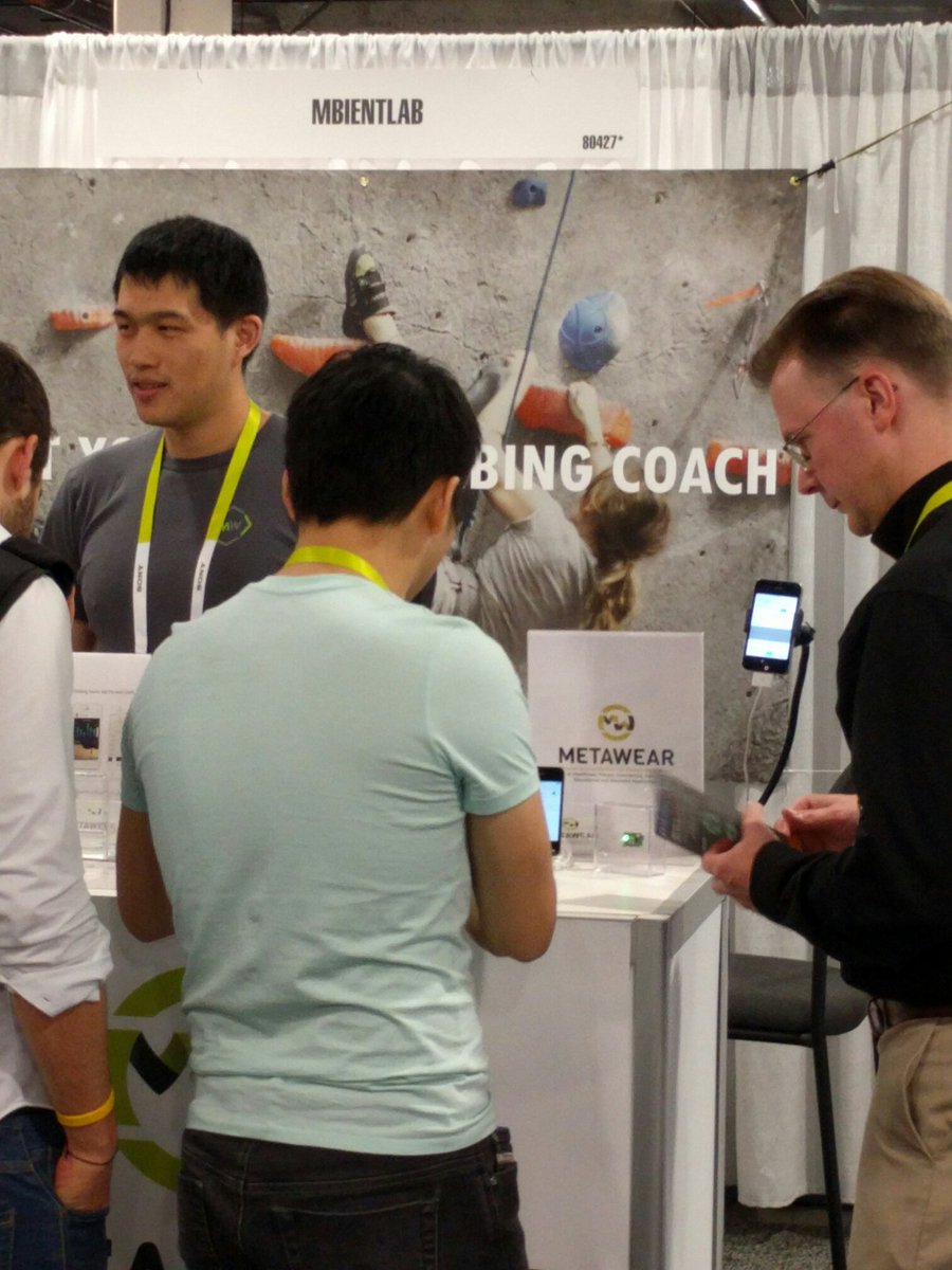 PolyglotProgram's tweet image. The @mbientlab booth at CES.  One of our favorites and a must see if your into sensors and wearable development.