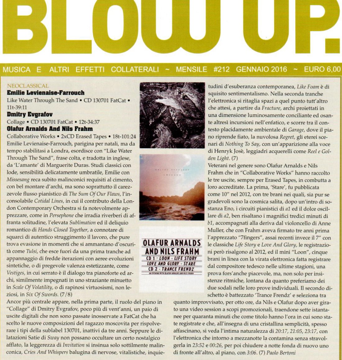 JaLaMedia's tweet photo. 7/10 su #BlowUp per #CollaborativeWorks di @OlafurArnalds e @nilsfrahm @ErasedTapes @audioglobe1 https://t.co/6KGSnwXyE3