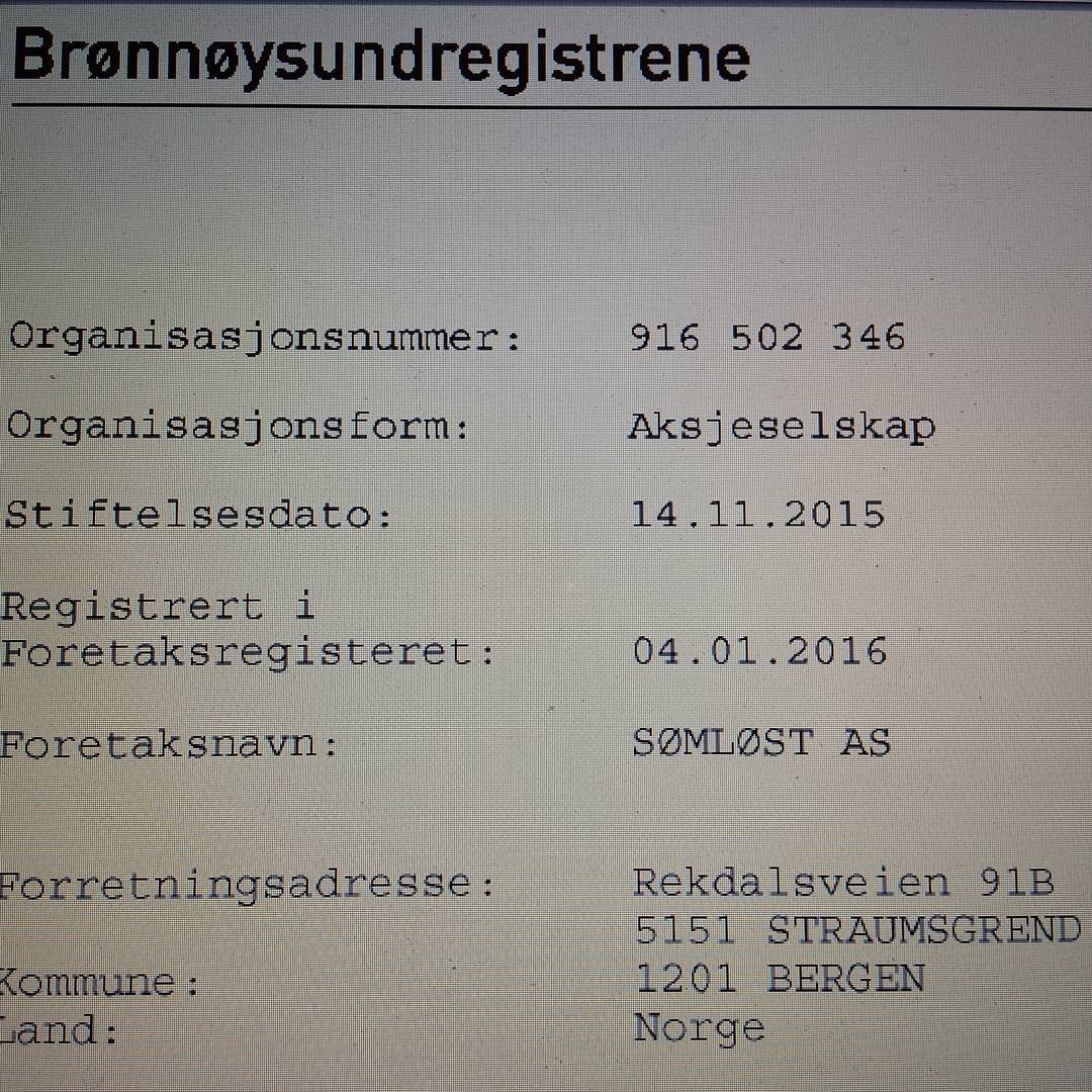 Da er Sømløst AS registrert i Brønnøysundregistrerene #sømløst #somlost #brreg #bergen #digitalarbeidsflyt