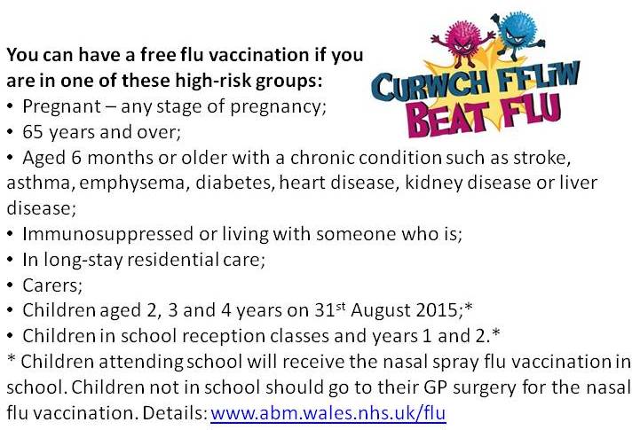 SwanseabayNHS's tweet photo. It's not too late to get flu vaccination especially if you're in at-risk group https://t.co/LtCLHsNVLK #fufighter https://t.co/k6BuK7CqE0