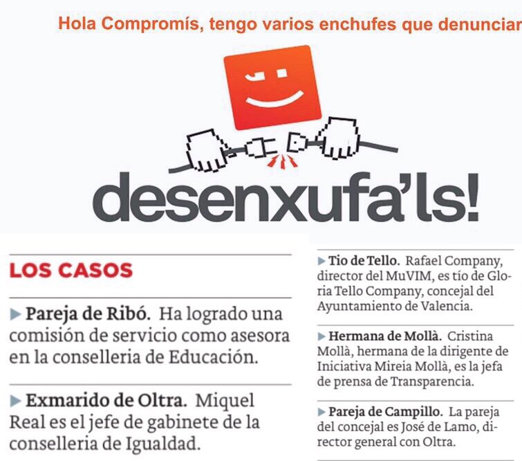 CEnPositiu's tweet photo. Publicat en @lasprovincias ¿Donarà explicacions Oltra i lliçons d'ètica i estètica? Esperem  que si, massa enchufe https://t.co/dtXbYVWDNV