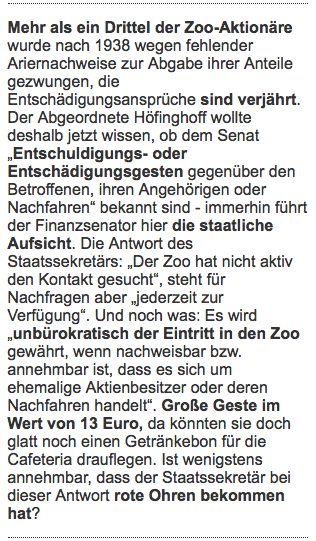 15Piraten's tweet photo. Freikarten statt Entschädigung: Anfrage v @Riotbuddha zu enteigneten jüdischen @zooberlin-Aktionär*innen #makezoopay https://t.co/ggXOdNBzoM