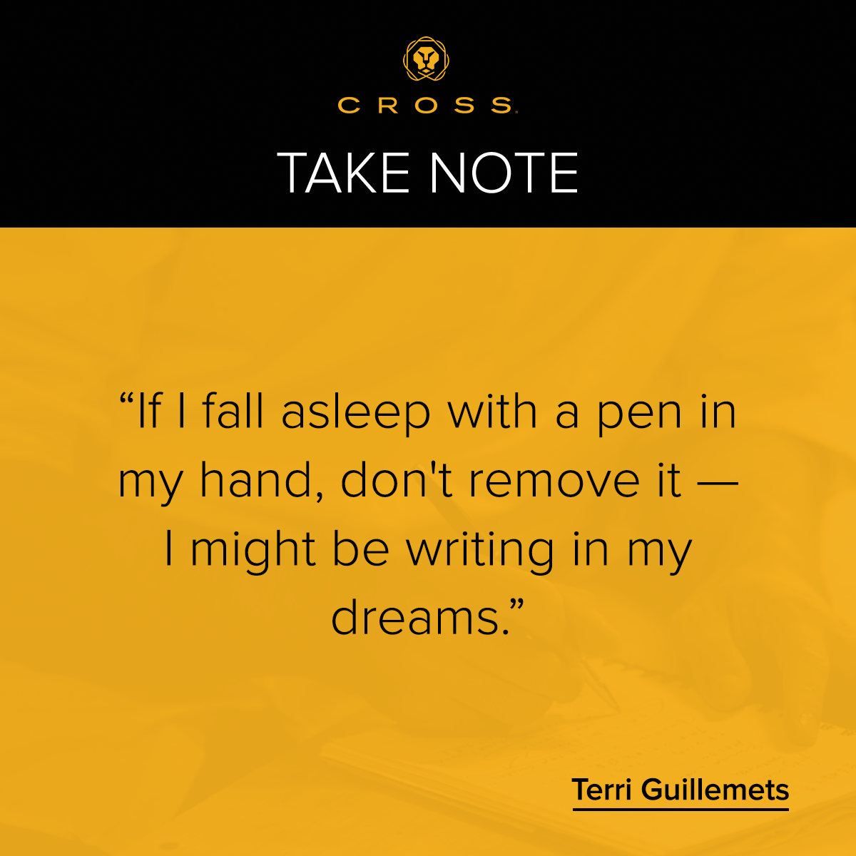crosspens's tweet image. If I fall asleep with a pen in my hand, don't remove it — I might be writing in my dreams. -Terri Guillemets