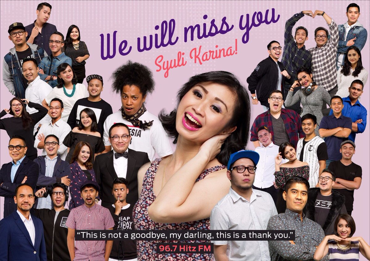 Dear <a href="/syuli_karina/">Syuli Karina</a>, <a href="/967HitzFM/">96.7HitzFM</a> will miss you! Good luck ya, Kak. 😢😢