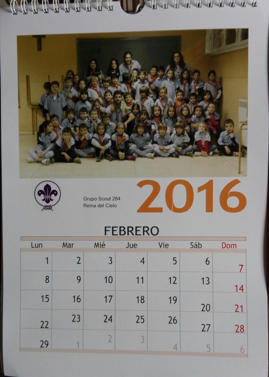 Desde mañana ya podrás anotar tus reuniones y acampadas en el #calendario2016 
Así sale <a href="/Cherokee284/">Cherokee 284</a> <a href="/scouts284/">Grupo Scout 284</a>