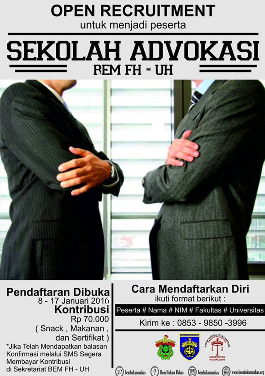 Tata cara pendaftaran peserta sekolah advokasi bisa dilihat pada gambar. <a href="/LawUnhas13/">ASAS 2013</a> <a href="/diplomasi2014/">DIPLOMASI 2014</a> <a href="/Petitum2012/">FakultasHukum UH '12</a>
