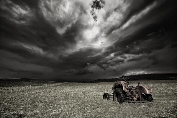 This tractor looks out over the fields it once worked.