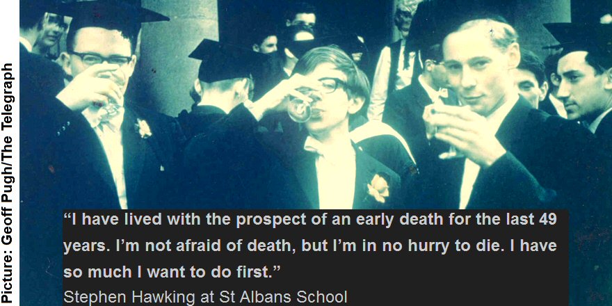 pickover's tweet image. Stephen Hawking has died.  Here's a quotation from the past.