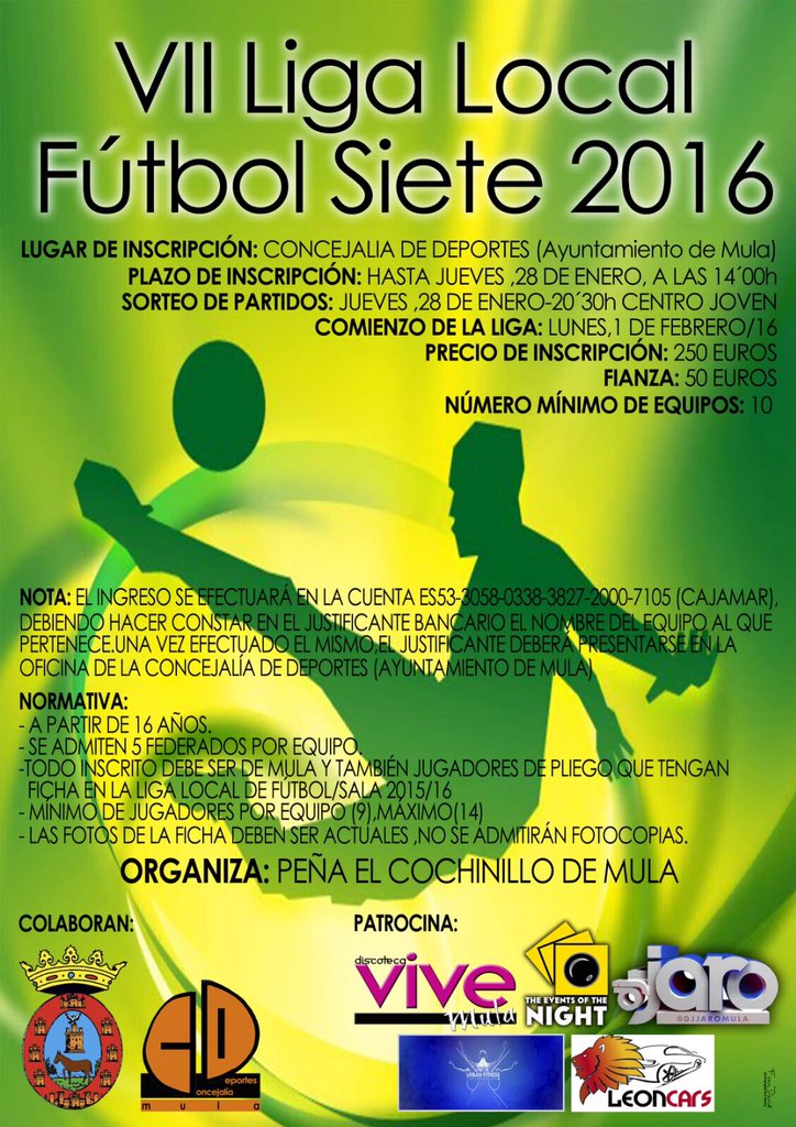 VII liga local fútbol siete 2016 ( Mula )