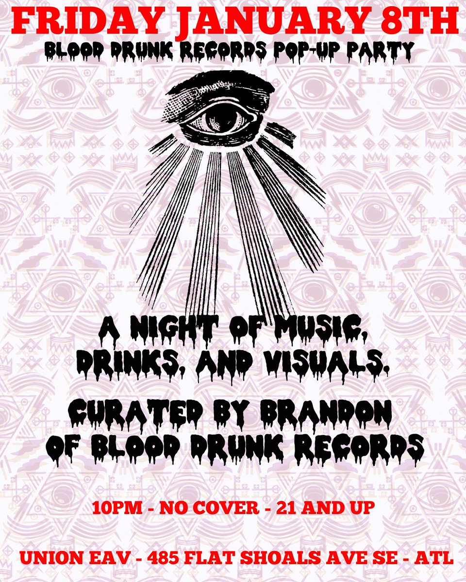 Tonight <a href="/BloodDrunkRec/">Blood Drunk Records</a> is throwing down with their infamous pop-up party. Bring it. #atlmusic #eav #partyon #atl