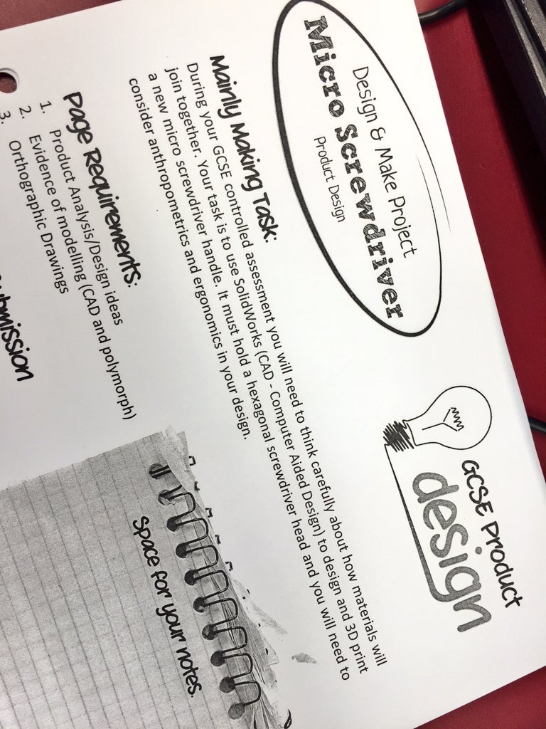FernwoodDT's tweet photo. #MainlyMake #GCSE #Screwdriver #microscrewdriver challenge underway, some excellent #ProductAnalysis sketching 👍🏼 https://t.co/8V7jPxGOsg