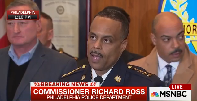 MSNOWNews's tweet photo. Philadelphia Commissioner: The cop sustained three gun shot wounds to the left arm. https://t.co/ez79v6FbsH