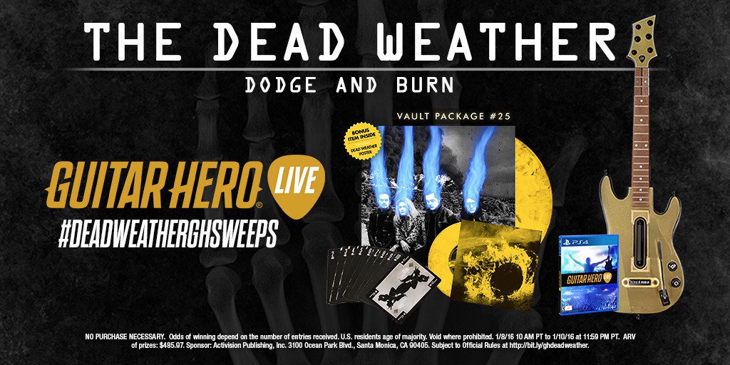 GuitarHero's tweet photo. #TheDeadWeather fans… RT to win a TDW prize pack! Head here for more: https://t.co/xTYxNGO2E0 #DeadWeatherGHSweeps https://t.co/eed5BBeCvn
