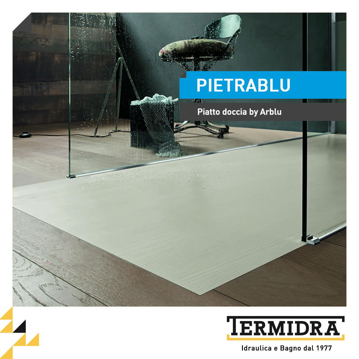 termidra's tweet photo. TERMIDRA
ARREDOBAGNO
Pietrablu by Arblu.
La sintesi di natura e tecnologia in un piatto doccia.
#termidra #arblu https://t.co/ftbqcYsg9e