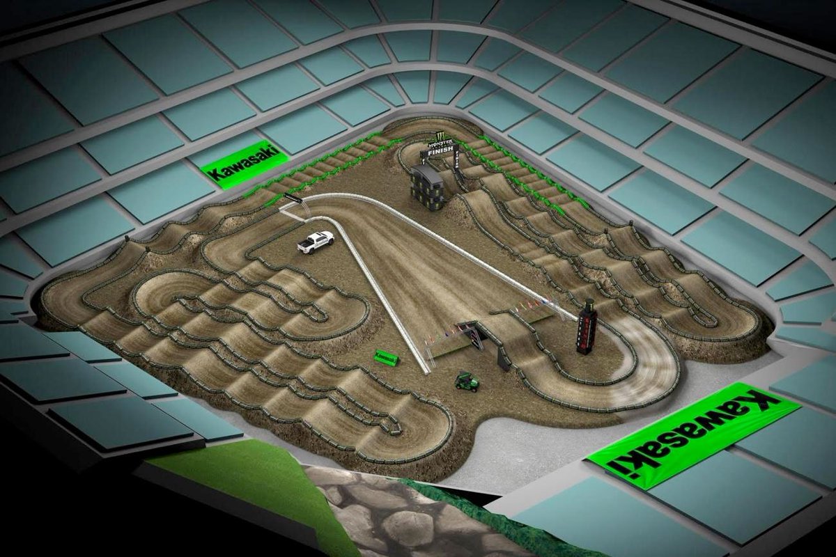 Here's the track for tomorrow nights 2016 #Supercross Season opener in Anaheim.  Who's ready for some wicked races?