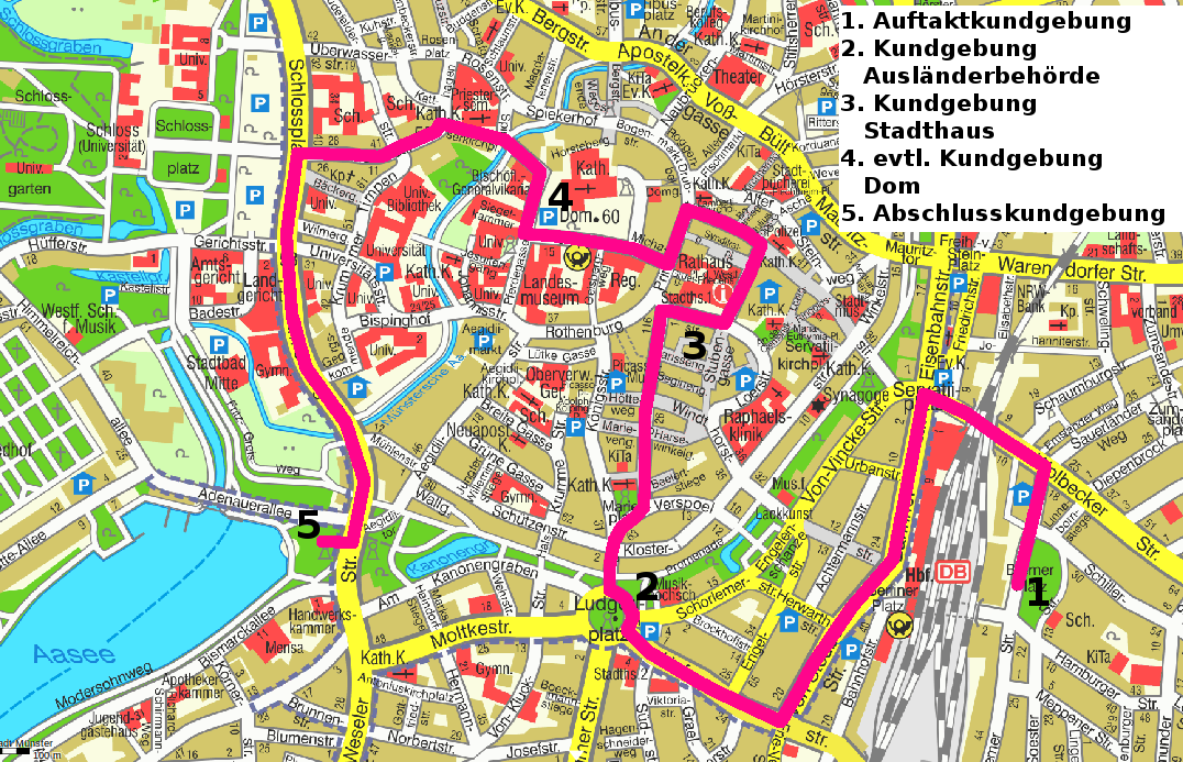 Bleiberecht4all's tweet photo. DIe Route für die morgige Antira-Demo in #Münster.
Kommt alle!!!
Für alle anderen: Morgen #equalrightsms verfolgen. https://t.co/rYWjrHjpdj
