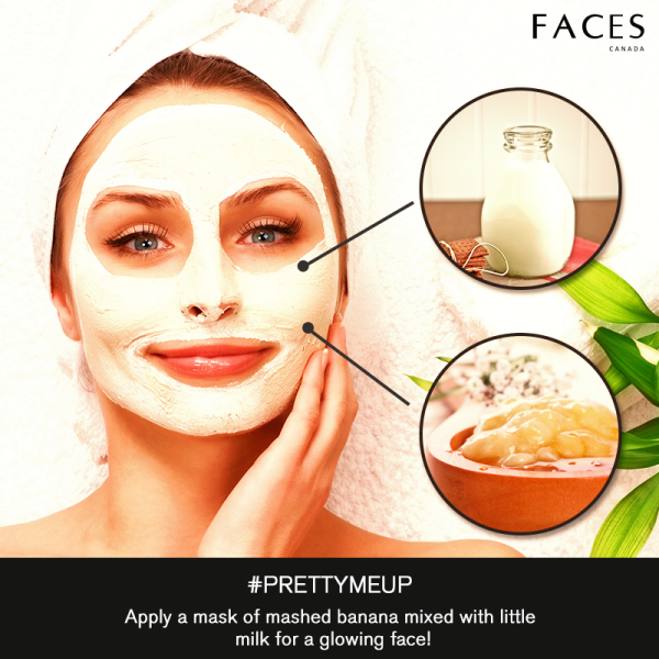 facescanada's tweet photo. #PrettyMeUp A mash of bananas and milk is your fix for a glowing face! https://t.co/C84HJJPMGV