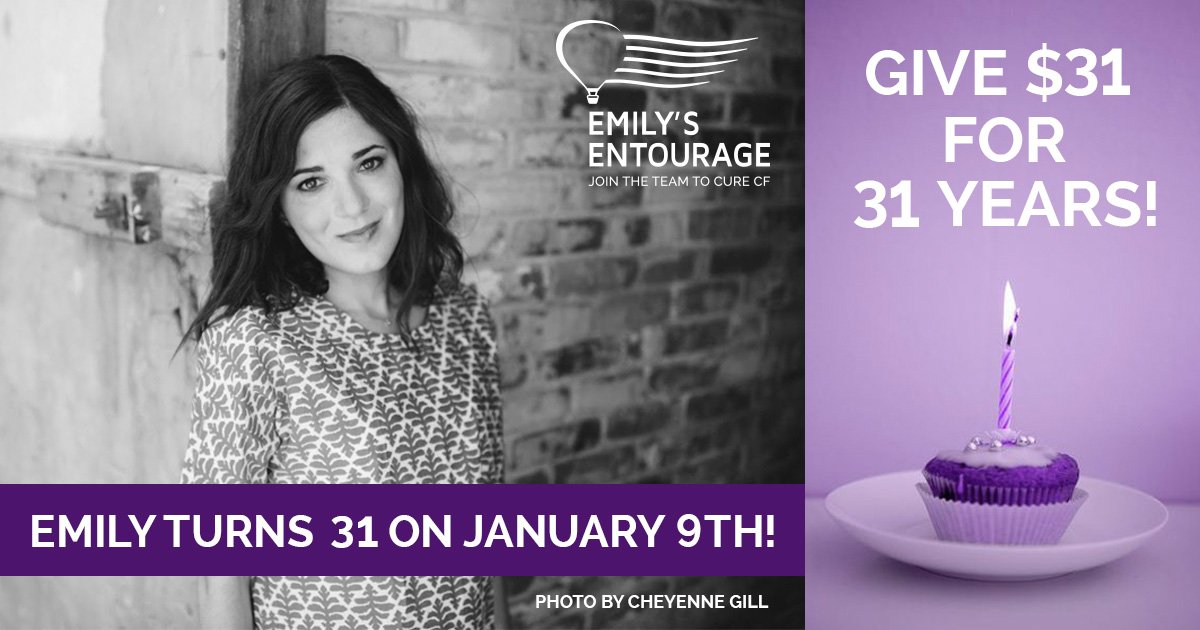 EmilysEntourage's tweet photo. In honor of @emilykg1's bday 2morrow, celebrate by donating $31 for her 31st! https://t.co/y9m0qxRxCN #EEtakingOff https://t.co/QH9O4UTt6z