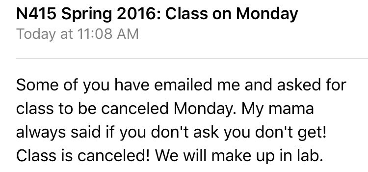 meganemoore1's tweet photo. Spring semester senior year in one email: https://t.co/PLyAl87Y6c