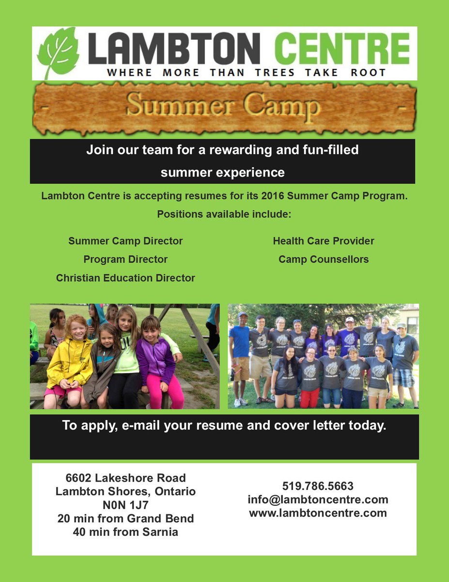 Lambton Centre is hiring for Summer 2016. Check out the positions available and get your resumes in quick!
