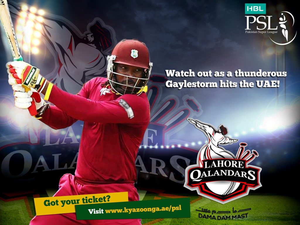 thePSLt20's tweet photo. Catch @henrygayle live in #Dubai &amp; #Sharjah! Get your tickets NOW from  https://t.co/TooCeyjpPz #HBLPSL https://t.co/N0PVvMn5vk