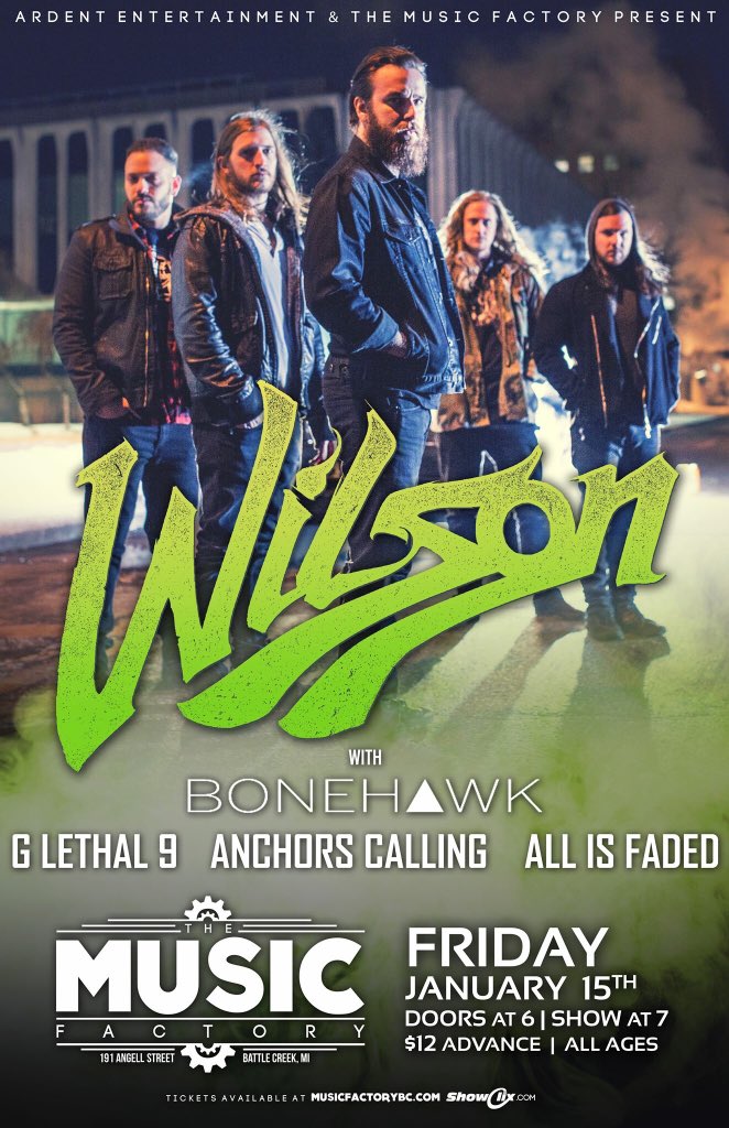 Anchors_Calling's tweet photo. One week away from this banger with @wilsonparties and more at The Music Factory in Battle Creek. We have tickets! https://t.co/8yKOn2WMvG
