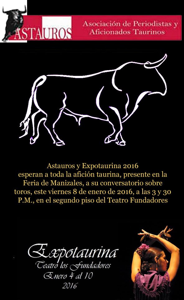 astauroscali's tweet photo. Hoy los esperamos en @expotaurina a las 3:30 pm para nuestro primer coloquio en #FeriaDeManizales @cormanizales https://t.co/bQfWFIbfuG