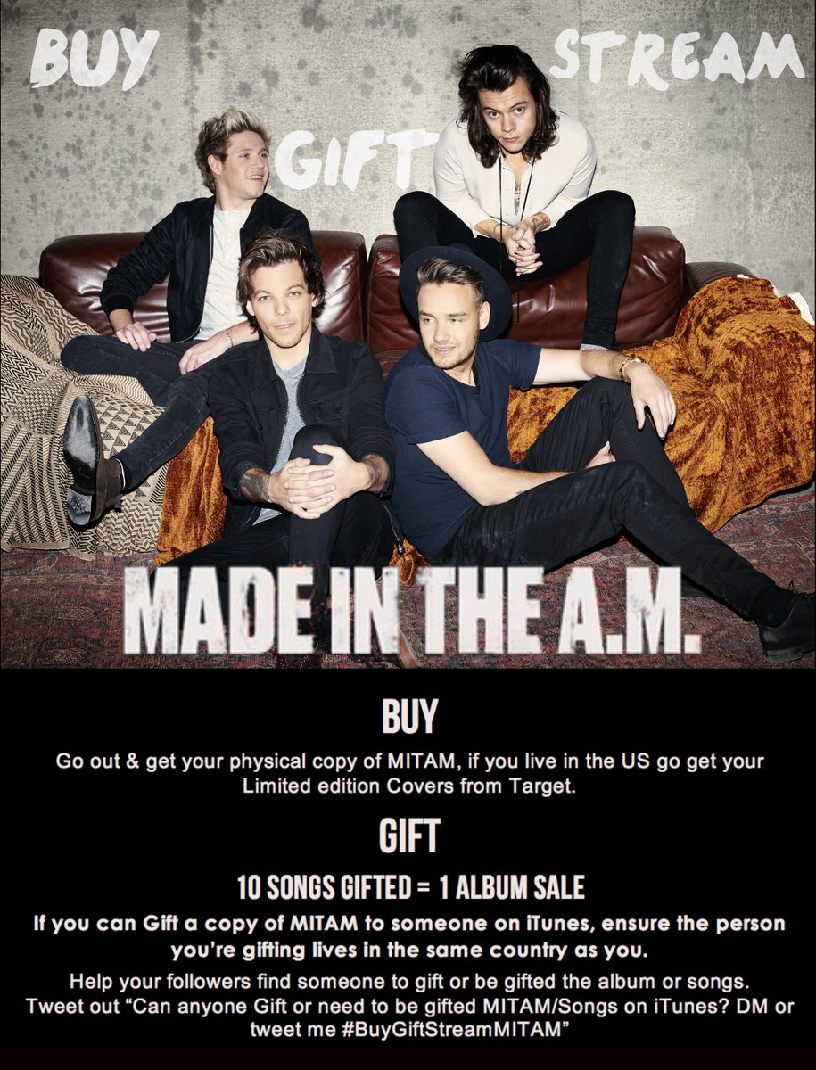 weareallthelove's tweet photo. #BuyGiftStreamMITAM TOMORROW
Join in taking Our Boys to PLATINUM status
#DirectionersShazam https://t.co/wwytIsQGhn